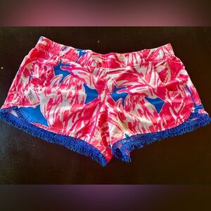Lilly Pulitzer Hot Pink & Blue Fringe Cocoa Pull On Shorts